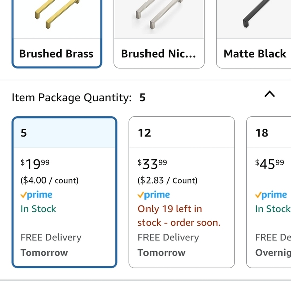 Brushed Brass Kitchen Cabinet Handles - Picture 2 of 2